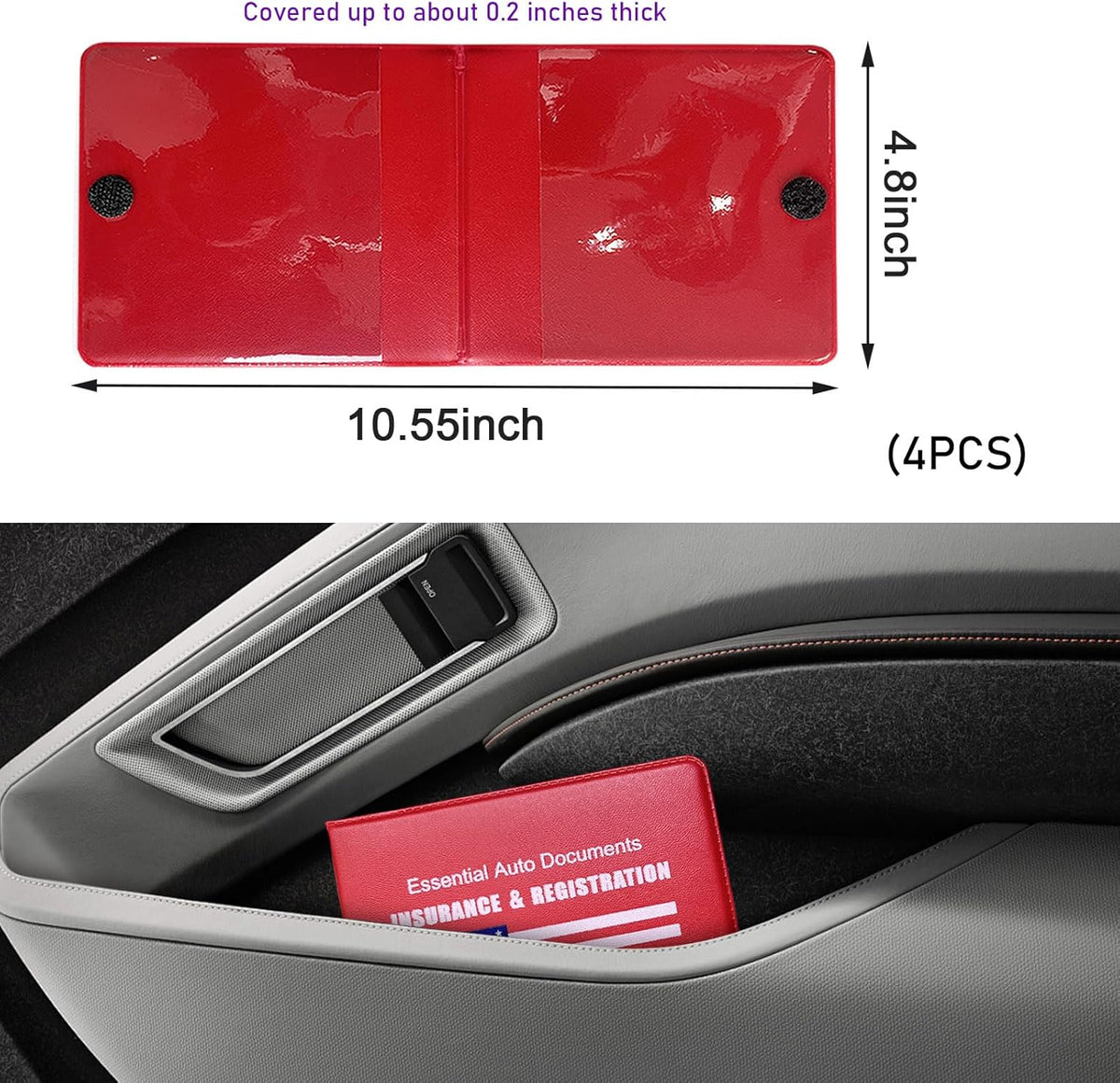 4 PCS Car Registration and Insurance Holder, Vehicle Glove Box Organizers with Closure for License Document, Auto Essential Paperwork Wallet Case Holder, Car Accessories (Black, Car Logo)