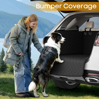 PETICON SUV Cargo Liner for Dogs, Waterproof Trunk Cover with Cushioned Sides to Protect Pet, Full Coverage Non-Slip Seat Cover for SUVs with Bumper Flap Protector