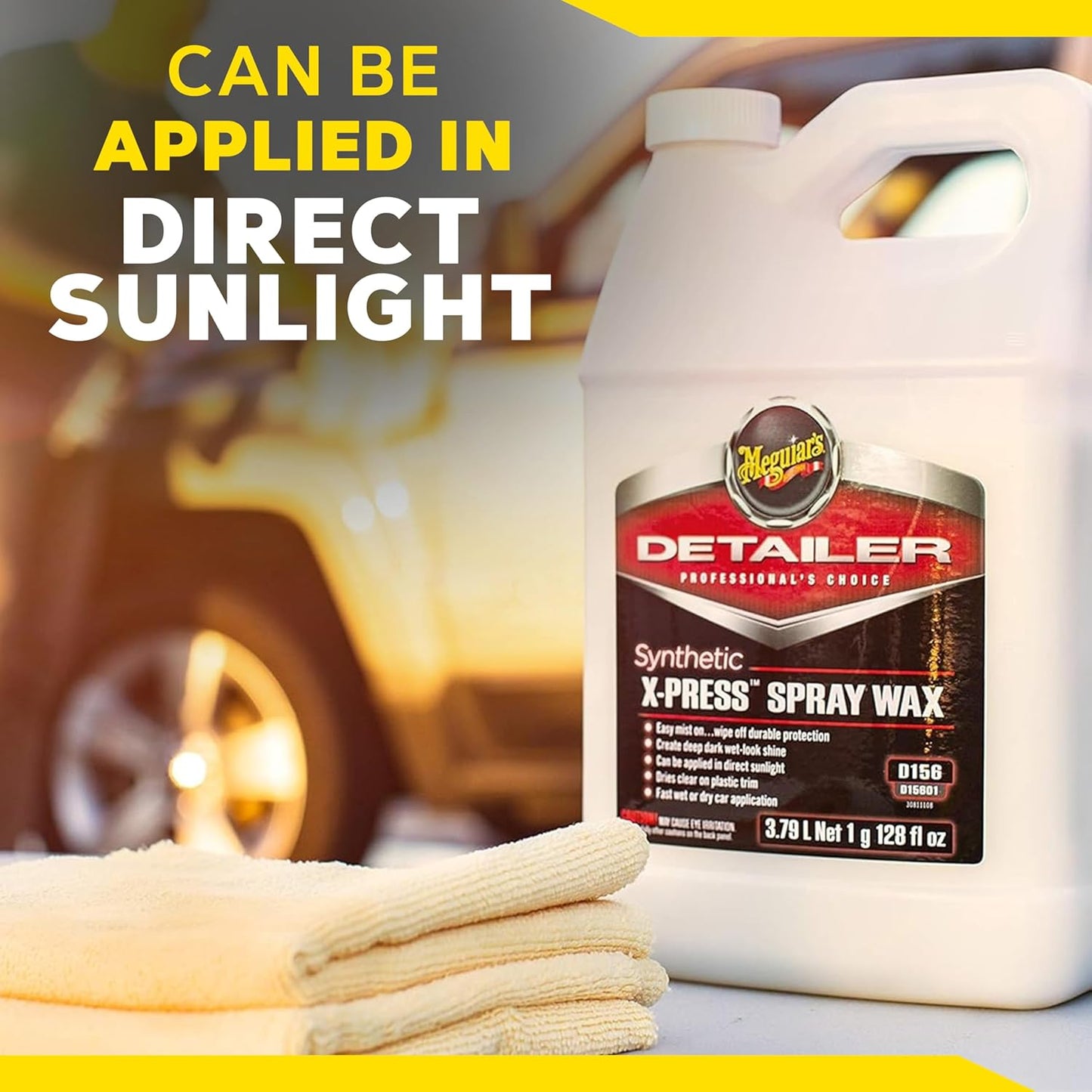 Meguiar's D15601 Synthetic X-Press Spray Wax for Car Detailing, Creates a Deep Shiny Look, Can Be Applied to Wet or Dried Paint and In Direct Sunlight, Moisture Rolls Off Waxed Paint, 1 Gallon