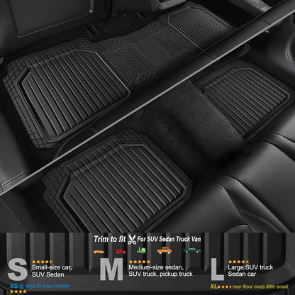 CAR PASS Heavy Duty Rubber Floor Mats for Car, Waterproof Liner Deep Dish Car Mats Full Sets, Universal Trim to Fit for SUV Truck Sedans Vans, All Weather Automotive Floor Mats 3pcs, Solid Black