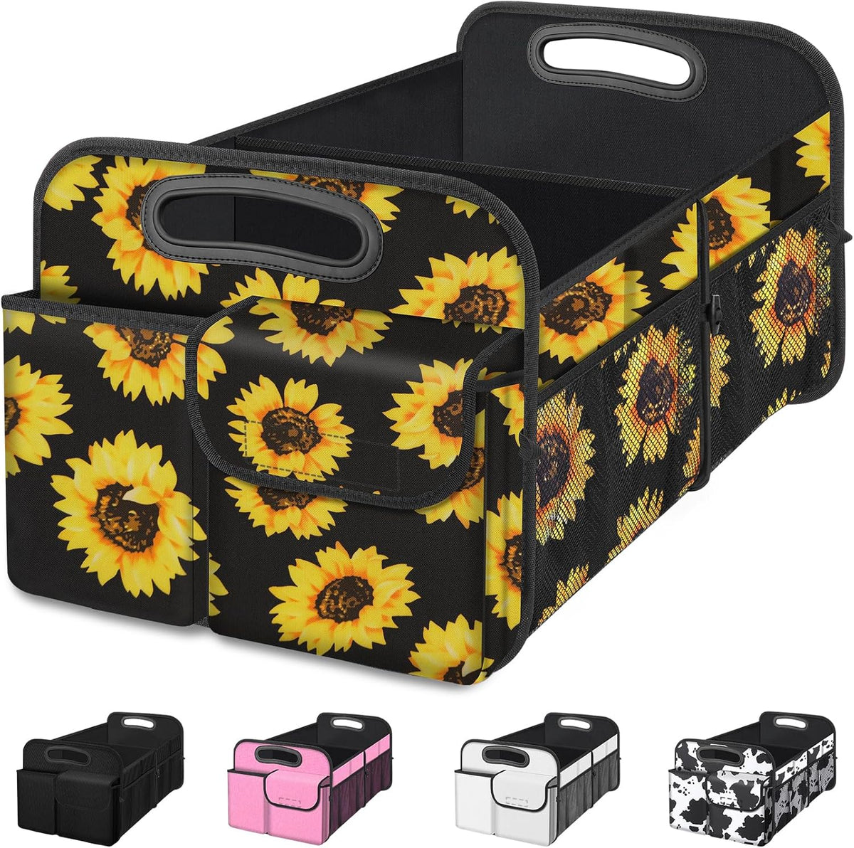 Femuar Car Trunk Organizer with Large Capacity Waterproof Car Accessories for Women & Men, Collapsible Trunk Organizer for Suv/Jeep/Sedan,Tools (Black, Standard)