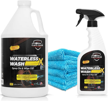 Waterless Wash X-Car Detailing Without Water (128 oz Gallon) Quick Detailer for Any Vehicle-Wash in Your Garage, at Work, or Anywhere-Spray On & Wipe Off
