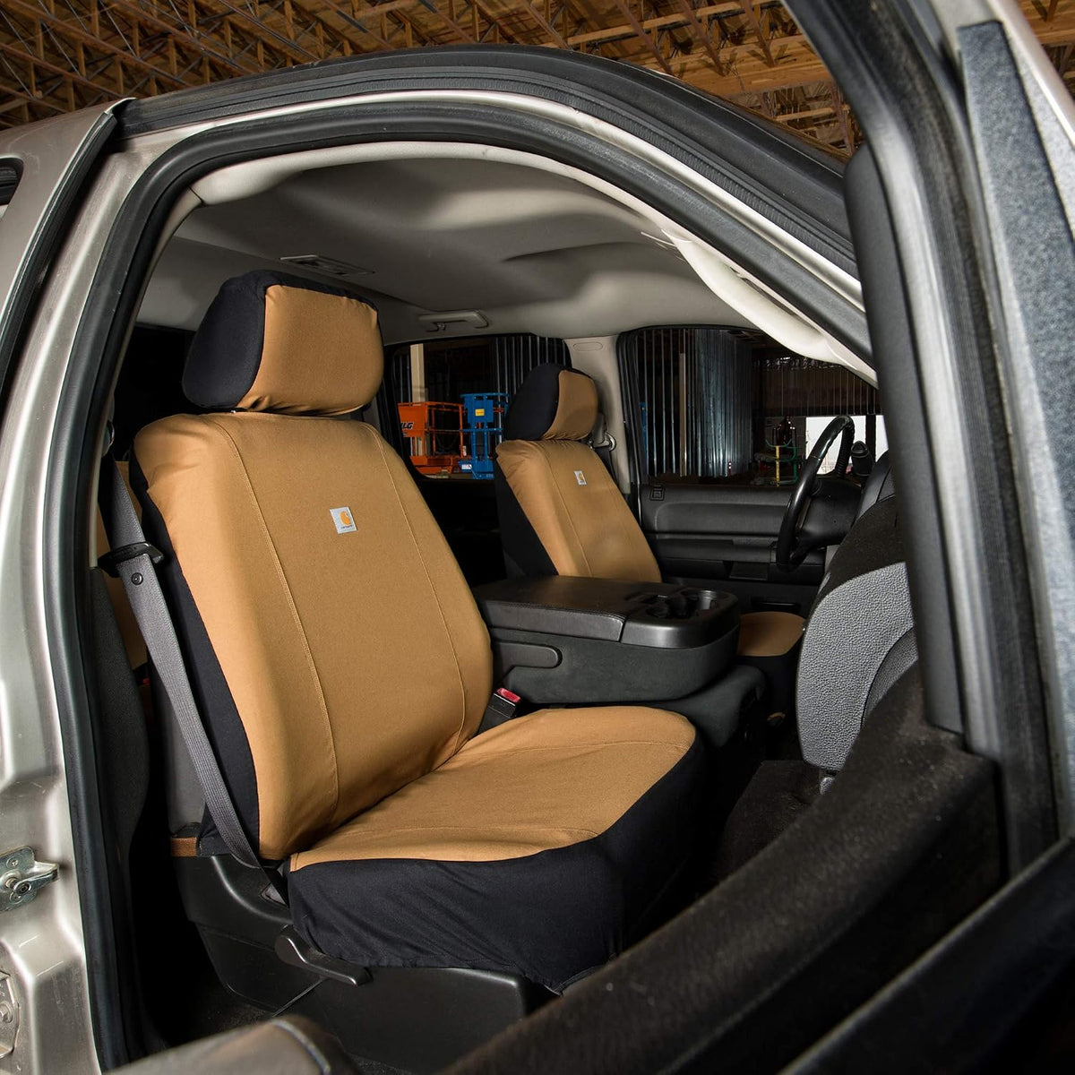 Carhartt Universal Nylon Duck Canvas Fitted Bucket Seat Cover, Durable Seat Protection with Rain Defender, Single, Black