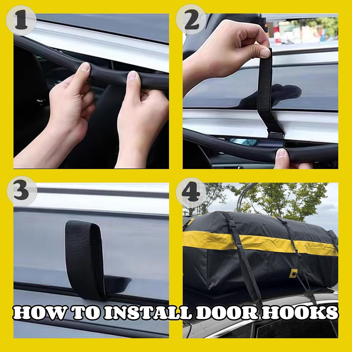 Rooftop Cargo Carrier Vehicle Soft-Shell Carriers, Heavy Duty Car Roof Bag Waterproof Without Rack, Car Topper Luggage Carrier-with 6 Hooks&Mat(19.4 Cuft)