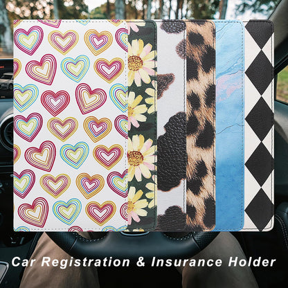 Car Registration and Insurance Holder, Premium Pu Leather Vehicle Glove Box Organizer - for Driver License, Cards & Essential Documents (L-Orange)