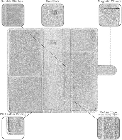 Car Registration and Insurance Card Holder with Magnetic Closure, Leather Vehicle Glove Box Automobile Documents Paperwork Wallet Case Organizer for ID, Driver's License, Key Contact Information Cards