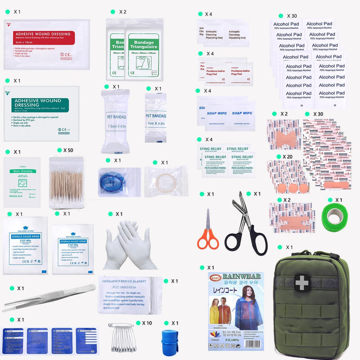 Carlebben EMT Pouch MOLLE Ifak Pouch Tactical MOLLE Medical First Aid Kit Utility Pouch (With Medical Supplies)