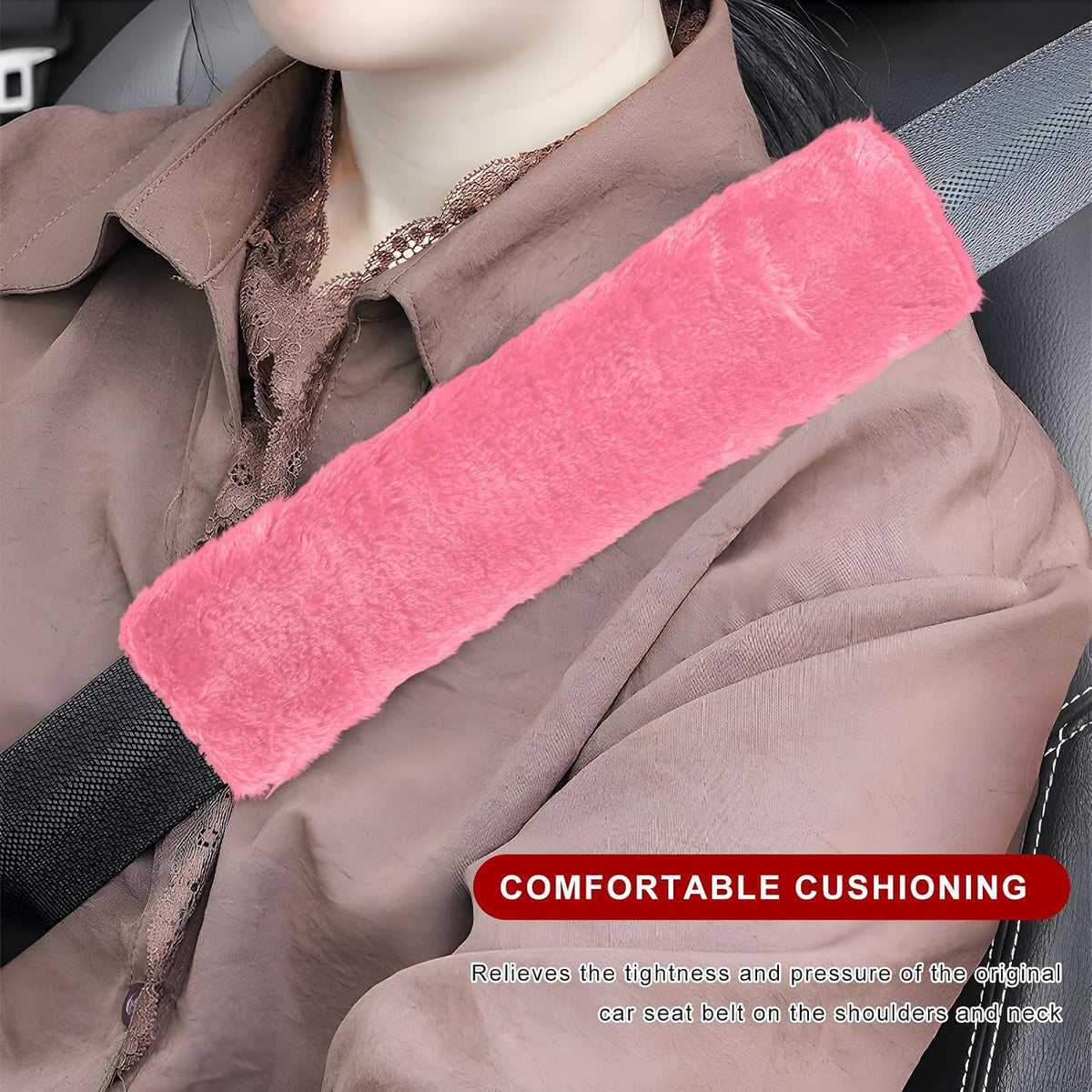 Sun Walker 2PCS Seat Belt Shoulder Pads, Fluffy Soft Plush Auto Seat Belt Pads for Protecting Your Neck & Shoulder, Comfortable Seatbelt Cover Warm Protective Cushion for Most Cars (Purple)
