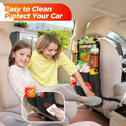SURDOCA Upgraded Car Organizer with 11-inch Tablet Holder, 8 Pockets, Car Seat Protector for Road Trips - Car Storage and Organizers for Kids