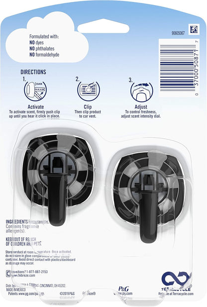 Febreze Car Air Freshener Vent Clip Platinum Ice Scent, .07 oz. Car Vent Clip, Pack of 4