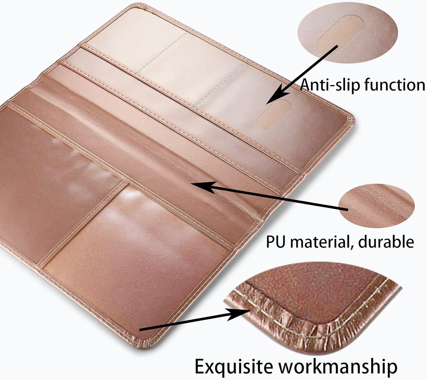 Car Registration and Insurance Card Holder - Leather Vehicle Glove Box Automobile Documents Paperwork Wallet Case Organizer for ID, Driver's License, Key, Cards - Car Accessories for Women&Men