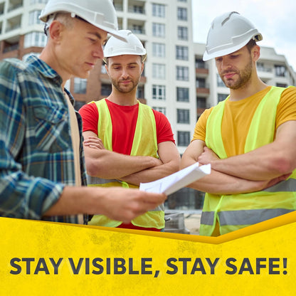PeerBasics Safety Vests 10 Pack - Yellow Reflective High Visibility, Hi Vis Silver Strip, Men Women, Work, Cycling, Runner, Surveyor, Volunteer, Crossing Guard, Road, Construction, Neon (Mesh, 10)