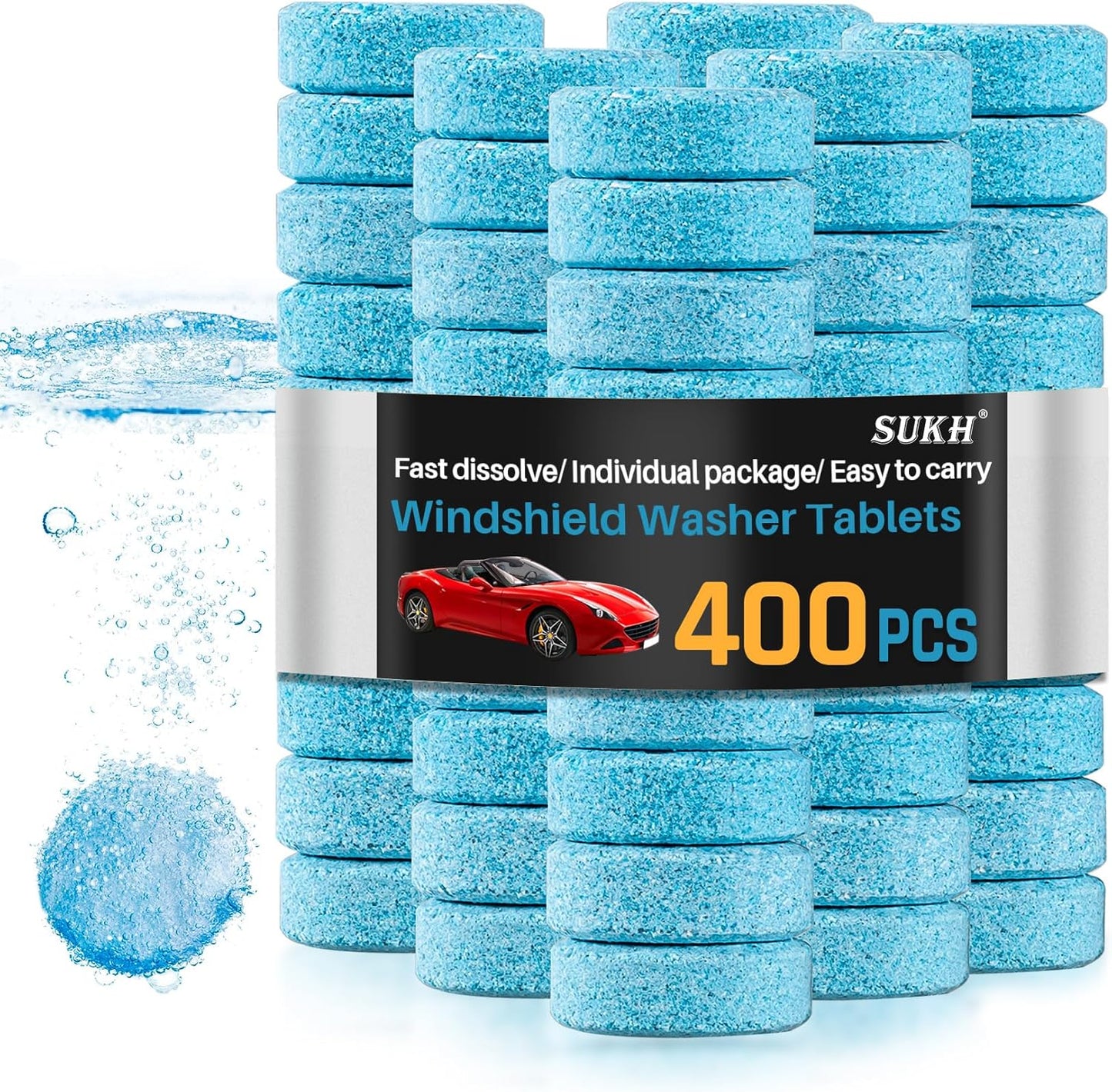 Sukh 150 Car Windshield Washer Tablets - Washer Fluid Tablets Glass Cleaner Concentrate Car Windshield Wiper Fluid Car Windshield Cleaner