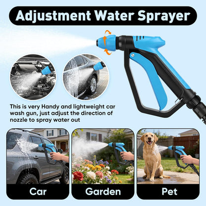 Car Wash Foam Gun/Hose Sprayer, 16 IN 1 Cannon, Adjustable with 2.5-6 Ratio Dial Foam Blaster, 1L Bottle, Nozzles, Mitten, 1/2” Quick Connector for Garden Hose, for Car/Garden Cleaning