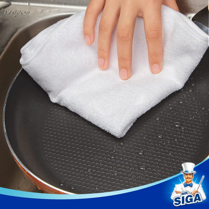 MR.SIGA Microfiber Cleaning Cloth, All-Purpose Microfiber Towels, Streak Free Cleaning Rags, Pack of 12, Grey, Size 32 x 32 cm(12.6 x 12.6 inch)