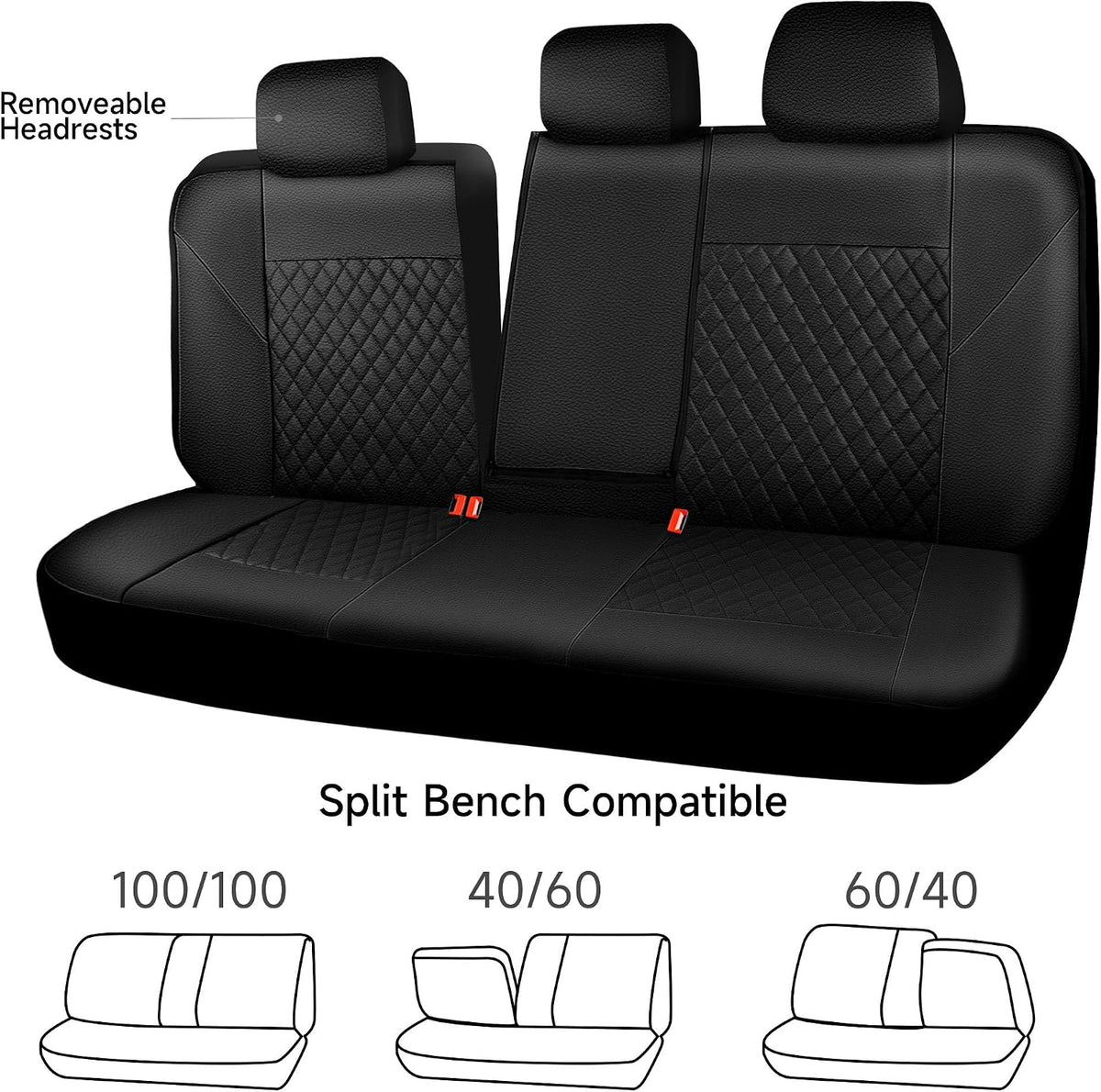 CAR PASS Quilting Leather Seat Cover Two Front Seats Only, Universal Fit Automotive Front Seat Covers Waterproof Deluxe PU Premium Vinyl Luxury for Cars Sedan Van SUV Airbag Compatible 2 Pieces,Black