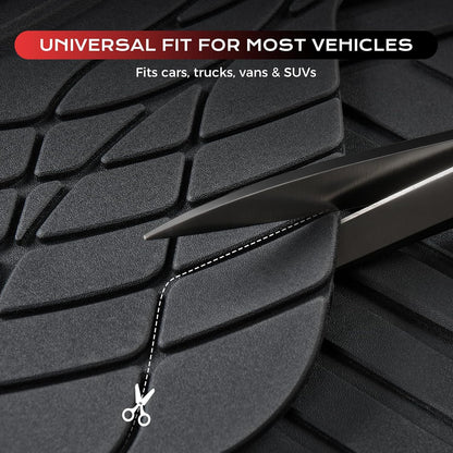 Coverado Car Floor Mats All Weather Waterproof Deep Dish Anti-Slip Car Mats Set, Heavy Duty Rubber Floor Mats for Cars, Universal Trim to Fit Automotive Floor Mats for Cars Trucks SUV, Black&Red