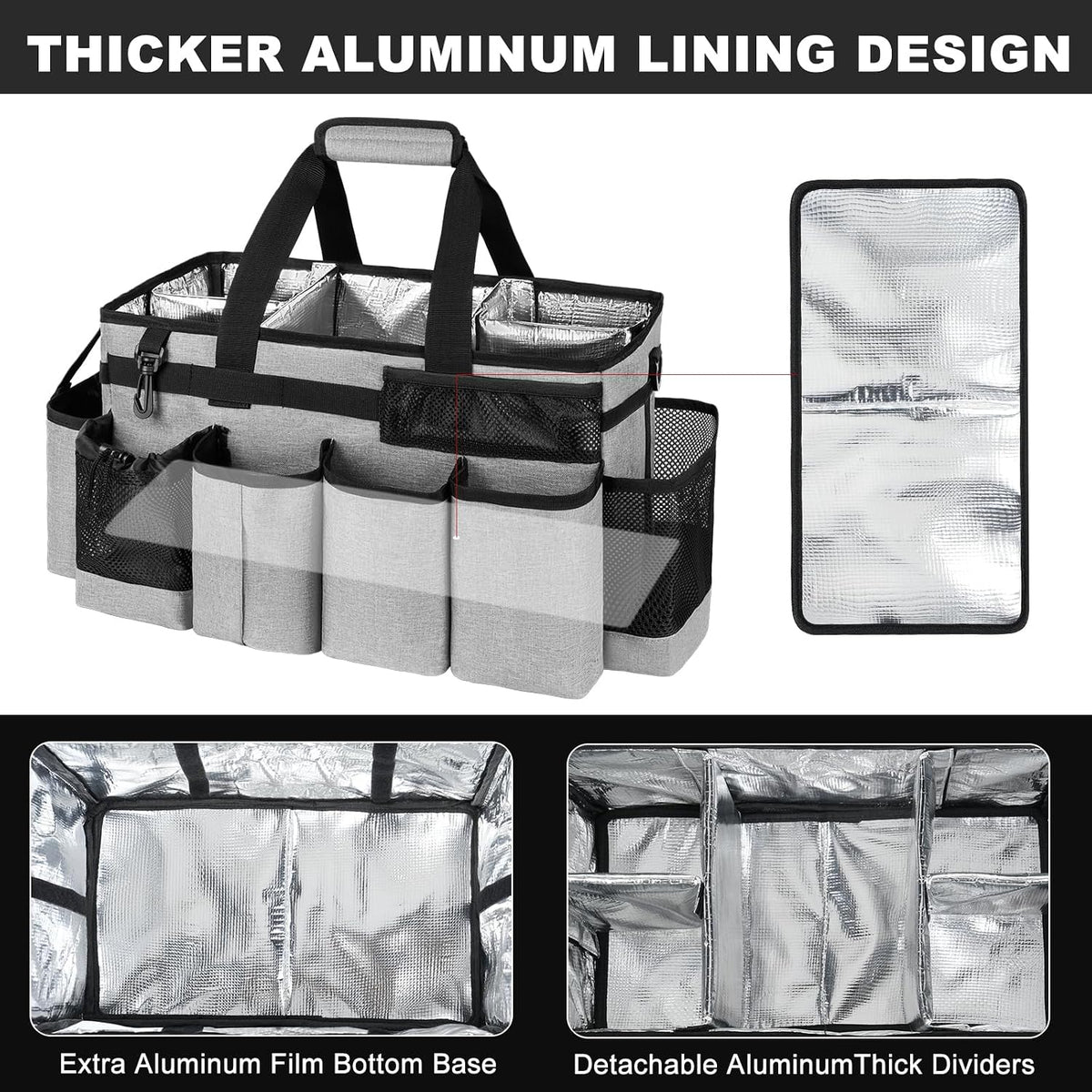 Cleaning Caddy Bag, Cleaning Supplies Organizer for Housekeepers, Housekeeping Caddy with Handle and Detachable Padded Cushion, Black