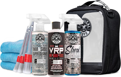 Chemical Guys Car Interior Detailing Kit - VRP Protectant, Nonsense Cleaner, Streak Free Glass Cleaner, 3 Detailing Brushes, 3 Towels, 2 Applicators, 11-Items