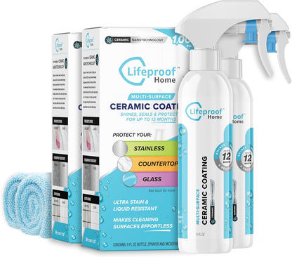 Lifeproof Ceramic Coating Spray Kit - Shine, Seal & Protect Kitchen & Bath Surfaces, Repels Stains & Grime
