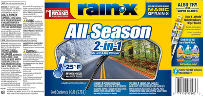 Rain-X All Season -25°F 2-in-1 De-Icer & Bug Remover Windshield Washer Fluid - 1 Gallon (Pack of 6)