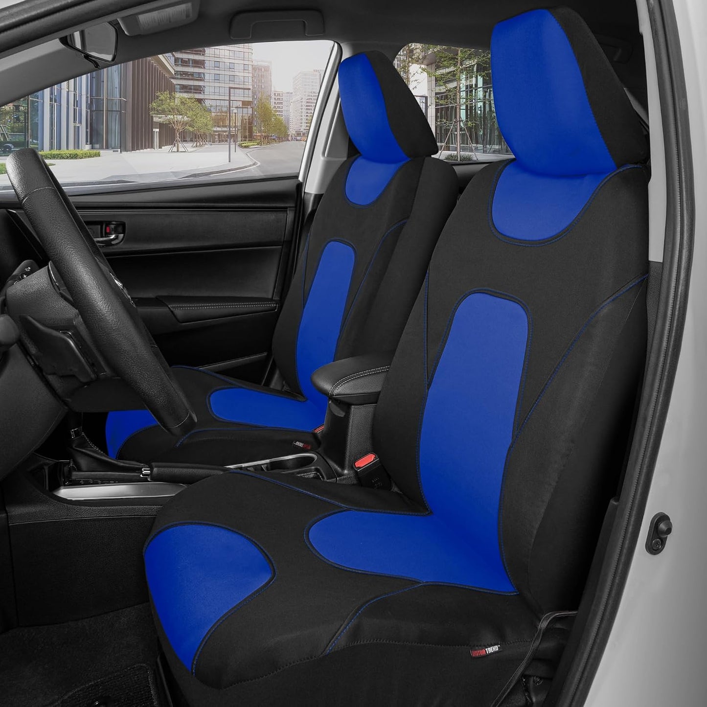 Motor Trend AquaShield Waterproof Front Seat Covers, Black Seat Covers for Cars – Neoprene Front Car Seats Cover, SUV Seat Covers Protector - Car Interior Cover for Auto, Trucks, & Dog Owners