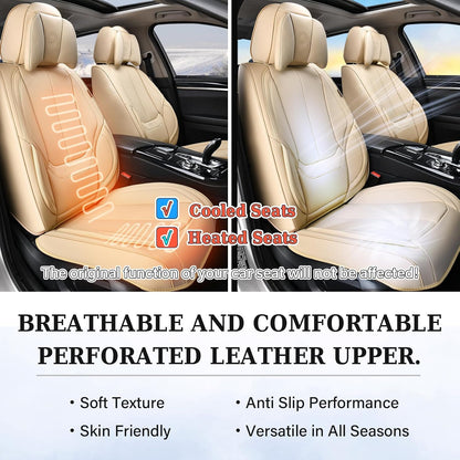 Coverado Seat Covers Full Set, Black Seat Covers for Cars 5 Seats, Car Seat Protector, Waterproof Nappa Leather Car Seat Cushion, Front and Rear Car Seat Cover Fit for Most Sedans SUV Pick-up Truck - Colors B