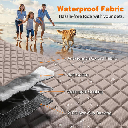 URPOWER 4 in 1 Dog Car Seat Cover for Back Seat, Waterproof Dog Hammock with Mesh Window and Side Flap Pet Car Seat Protector Dogs Backseat Cover for Cars, SUVs & Mid-Size Trucks