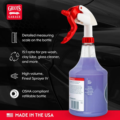 Griot's Garage Rinseless Wash and Wax for Car Cleaning and Detailing, No-Rinse, Waterless Formula For RVs, Boats, Trucks, Motorcycles and More, 10493, 16oz