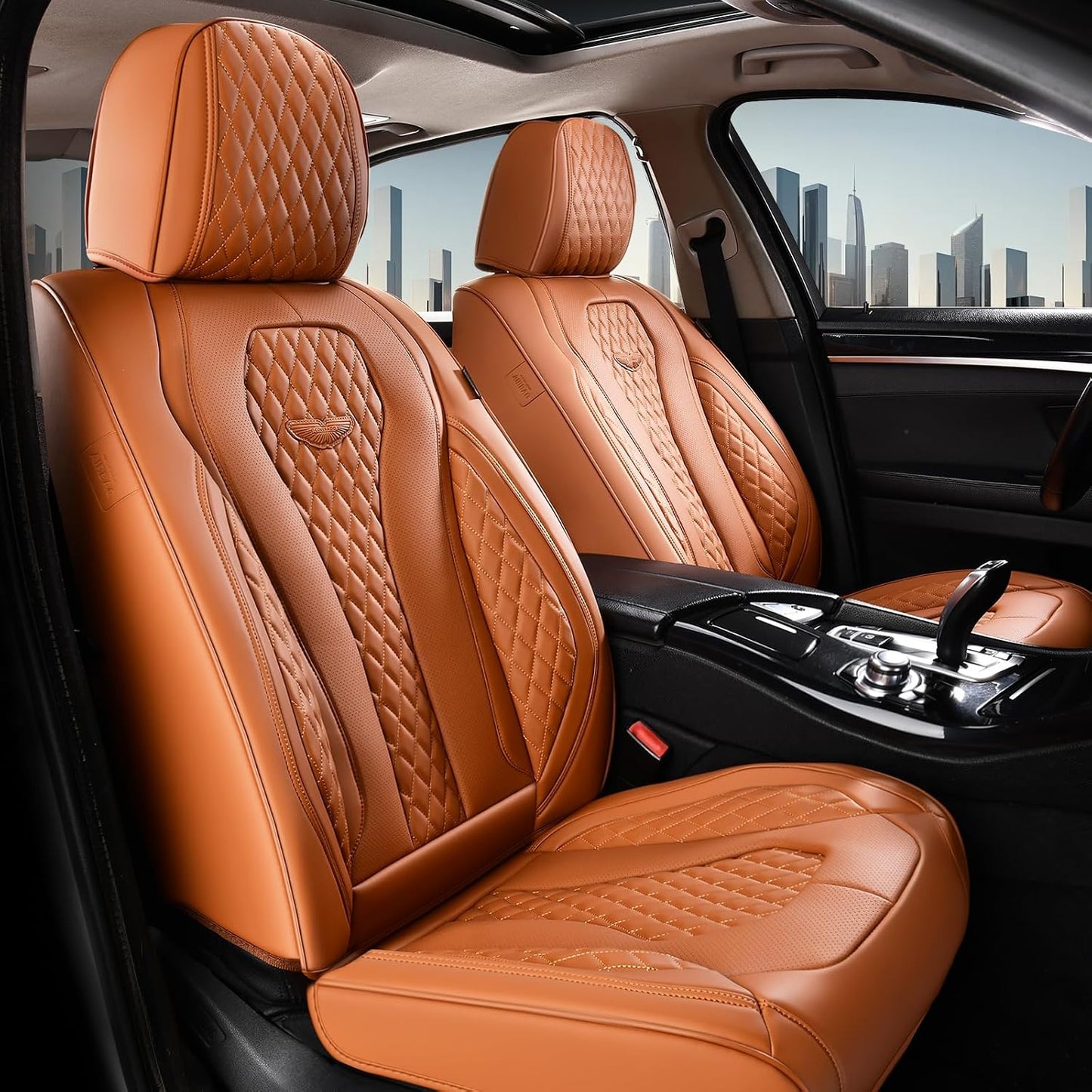 Coverado Seat Covers, Car Seat Covers Full Set, Black Car Seat Cover, Car Seat Covers Front Seats Back Seat Cover, Waterproof Car Seat Cushion, Leather Seat Covers Seat Protector Fit for Most Cars