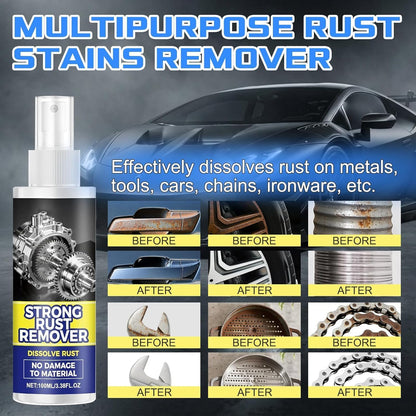 2Pcs Rust Remover Spray for Metal,2026 Upgrade Heavy Duty Metal,Multipurpose Rust Stain Remover Spray for Vehicles, Tools, Cars, Chains, Iron Out Rust Stain Remover