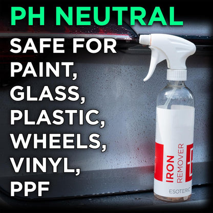 ESOTERIC Iron Remover Decontamination Spray, Easy to Use, Iron Remover Car Detailing Supplies, Activates Red, Less Odor, Removes Iron Brake Fallout, Perfect for Your Car Detailing Kit (16oz)