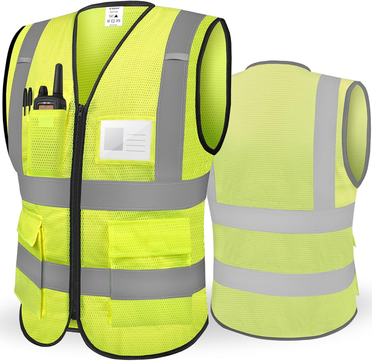 TICONN Reflective Safety Vest High Visibility Class II Mesh Vest for Women & Men Meets ANSI Standards