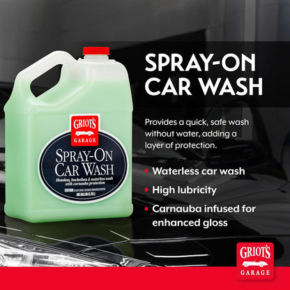Griot's Garage Spray-On Car Wash for Vehicle Cleaning and Detailing, Rinseless and Waterless, No Hose and Bucket Needed, With Carnauba Wax Protection, 11065, 35oz