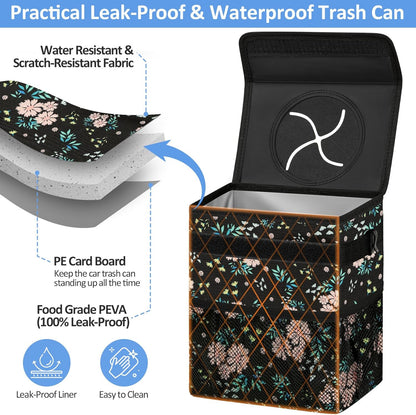 ELONGRIVER Car Trash Can Bin for Back Seat Leak Proof, Cute Car Trash Bag Hanging, Vehicle Trash Can for SUV Truck Van, Automotive Garbage Cans Front Seat Black
