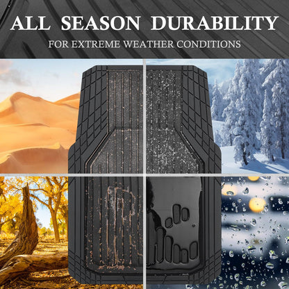 CAR PASS Heavy Duty Rubber Floor Mats for Car, Waterproof Liner Deep Dish Car Mats Full Sets, Universal Trim to Fit for SUV Truck Sedans Vans, All Weather Automotive Floor Mats 3pcs, Solid Black