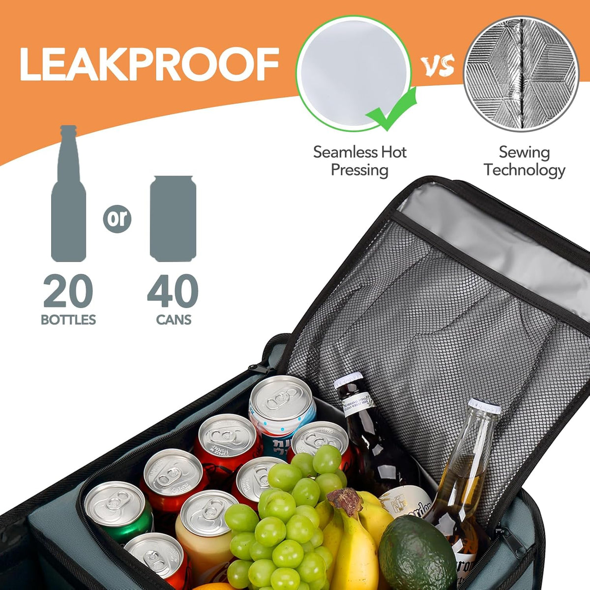 HEYTRIP Large Trunk Organizer With Built-in Leakproof Cooler Bag, 2 Tie-Down Straps, 4 Removable Dividers, Foldable Cover, Built with 2mm PE Board