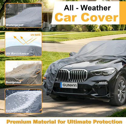 GUNHYI 16 Layers Car Cover Waterproof All Weather, Heavy Duty Outdoor Car Cover Universal Fit Sedan Toyota Camry, Tesla Model 3, Honda Accord, Nissan Altima, Kia K5/Stinger, Hyundai Sonata etc.