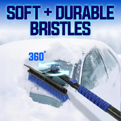 Snow Joe 45" Multi-Purpose Ice Scraper and Extendable Snow Brush for Car Windshield with Foam Grip and 360-Degree Pivoting Brush Head, SJEG-SB45S