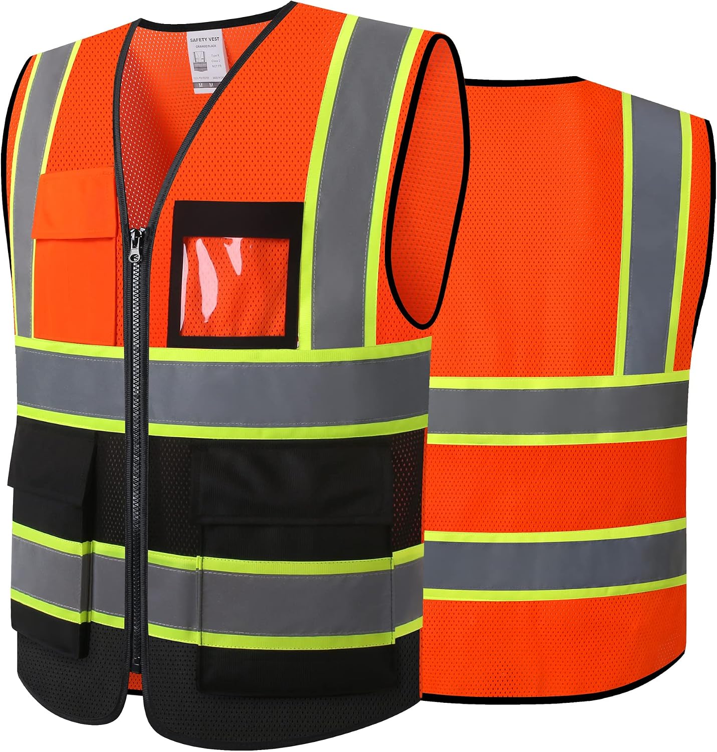 Reflective High Visibility Safety Vest for Men Women with Pockets Zipper Front Meets ANSI/ISEA Standards
