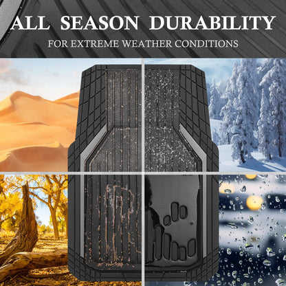 CAR PASS Heavy Duty Rubber Floor Mats for Car, Waterproof Liner Deep Dish Car Mats Full Sets, Universal Trim to Fit for SUV Truck Sedans Vans, All Weather Automotive Floor Mats 3pcs, Solid Black