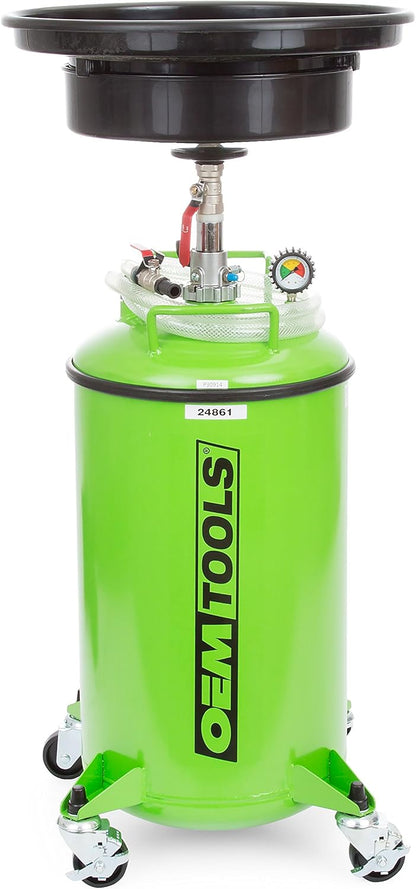 OEMTOOLS 87042 18 Gallon Portable Oil Lift Drain, Waste Oil Drain with Steel Waste Oil Container, Oil Changing, Oil Dolly for Motor Oil Drain, Funnel Drain
