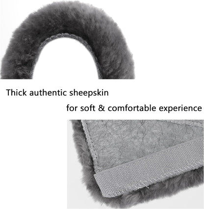 Amooca Soft Faux Fur Universal Fit Seatbelt Cover Car Truck SUV Airplane Seat Belt Shoulder Pad for Carmera Backpack Straps Neck Cushion Protector 2 Pack 10.5in Dark Gray