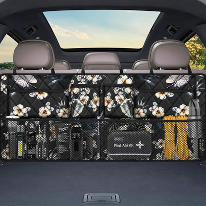 Femuar Car Trunk Organizer, Large Capacity Backseat Trunk Organizer (42"*18"), Collapsible Car Storage Bag with 8 Pockets, SUV/MPV/Truck - Black