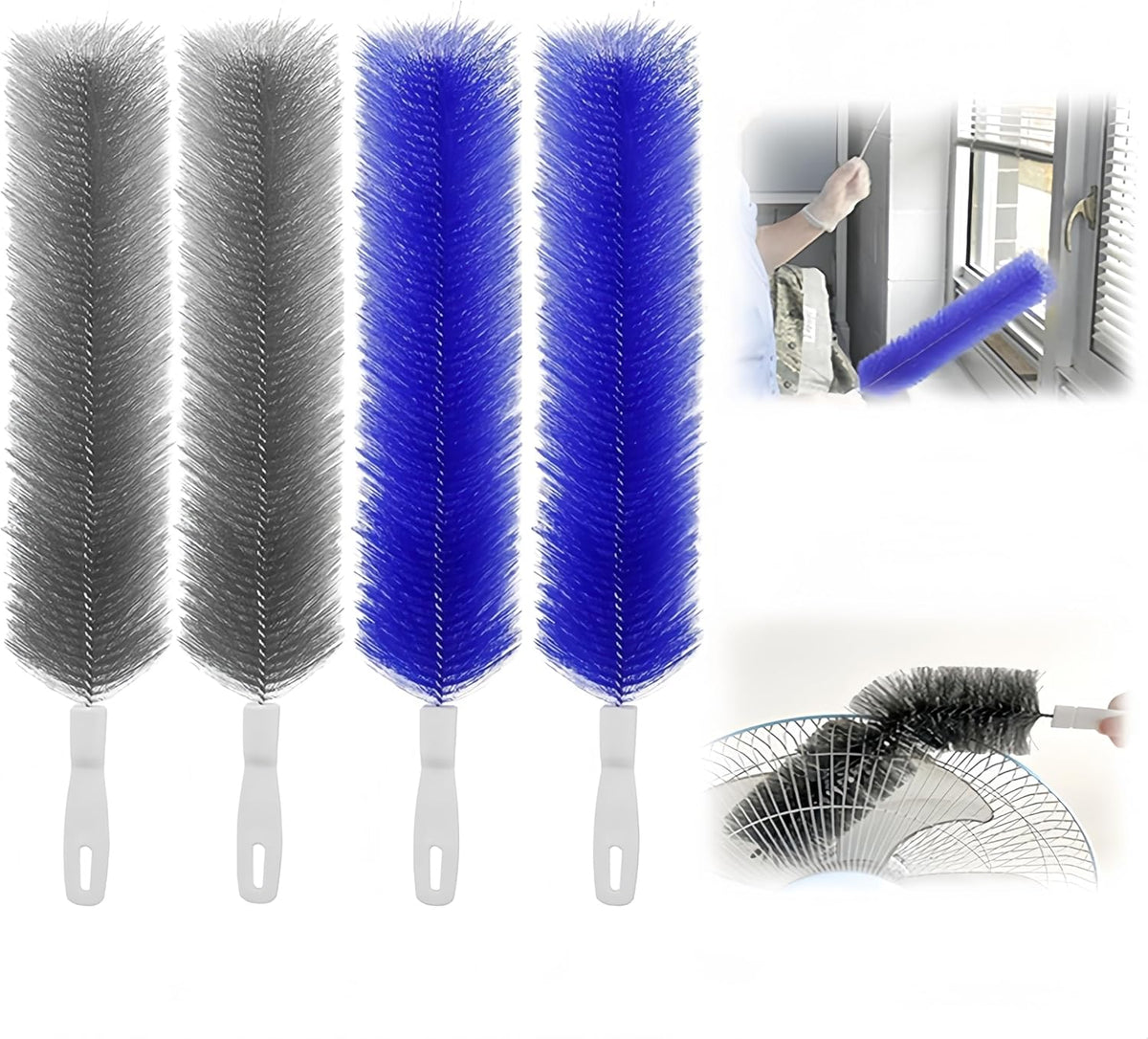 Bendable Microfiber Head, 2026 Fan Cleaner Brush Reusable Dust Remover Washable ldeal for Electric Fans Air Conditioning, Home Car Vents, Curtain (Mixed 2 Pcs)