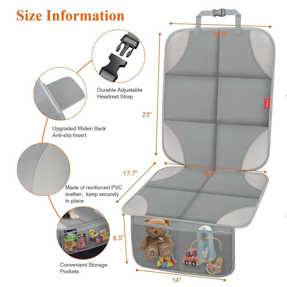 Car Seat Protector for Child Car Seat, 600D Fabric Safe Car Seat Cover with Upgraded Non-Slip Backing, Waterproof Seat Protector Under Baby Car Seat with Thick Padding for Car Back Front Seat