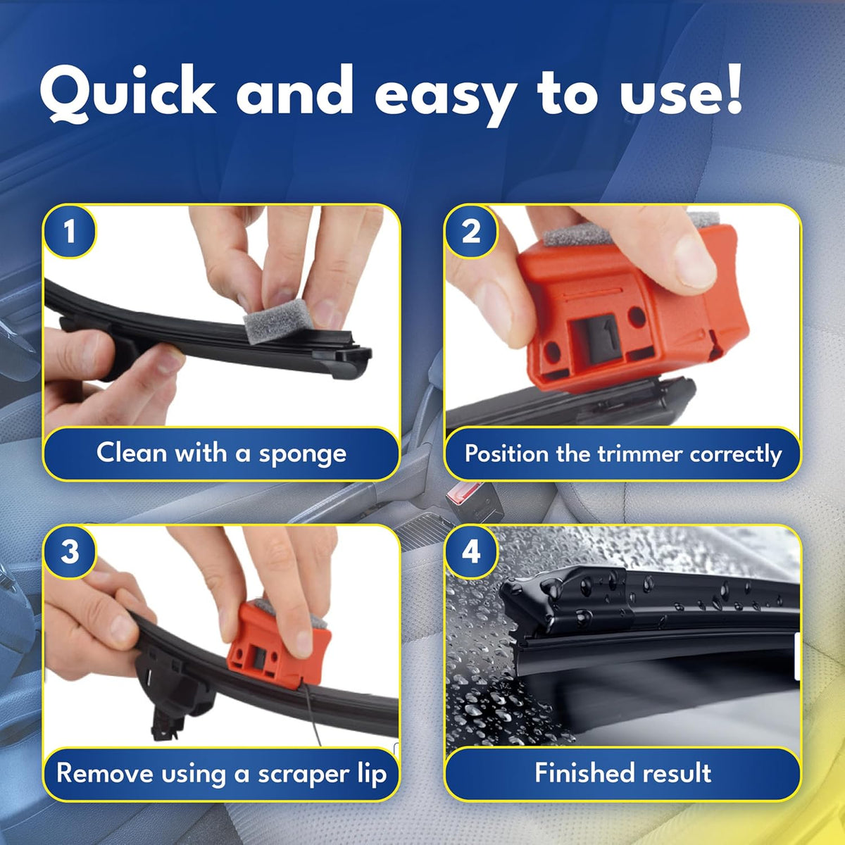 ATG® Wiper Blade Restorer Tool – Fix streaky wipers in seconds – Universal cutter for all car brands – Makes old blades work like new