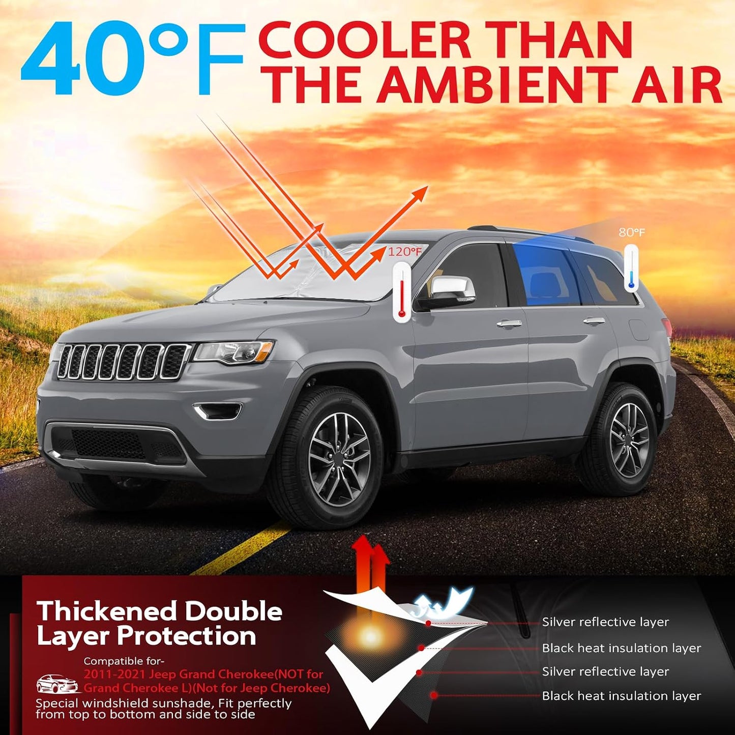 KAYZT Windshield Sun Shade for 2019-2025 2026 Chevy Silverado 1500 /GMC Sierra 1500 2500HD 3500HD Foldable Sunshade Front Window Custom Fit Car Accessories - Colors C
