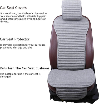 Suninbox Car Seat Covers Buckwheat Hull Universal Car Seat Covers,Bottom Seat Covers for Cars,Truck Seat Covers,Car Seat Cushion Protector Mats Pad,Gray Front Seat