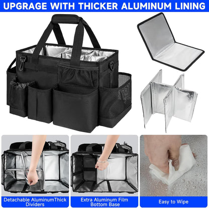 Cleaning Caddy Bag, Cleaning Supplies Organizer for Housekeepers, Housekeeping Caddy with Handle and Detachable Padded Cushion, Black